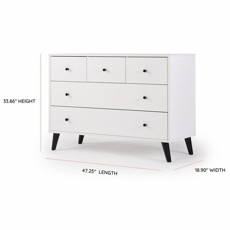 dadada Austin 5-Drawer Dresser - White/Natural