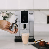 De'Longhi Dinamica Fully Automatic Coffee and Espresso Machine with Premium Manual Milk Frother in Silver ECAM35025SB