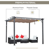 Outsunny 10' x 10' Outdoor Pergola Aluminum Gazebo w/ Retractable Canopy - 84C-054BK