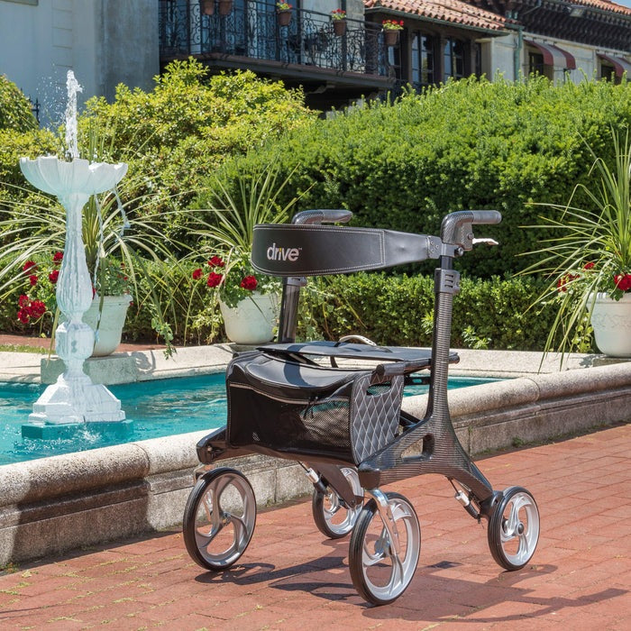 Drive Medical Nitro Elite CF Carbon Fiber Rollator Walker - Black - rtl10266cf