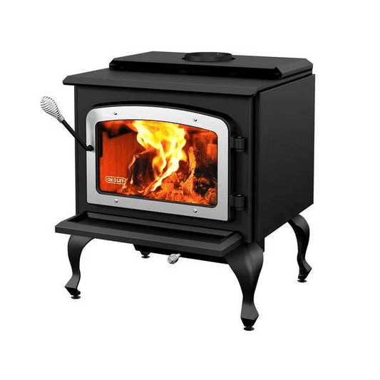 Drolet Escape 1800 Wood Stove On Legs - Brushed Nickel Door DB03112