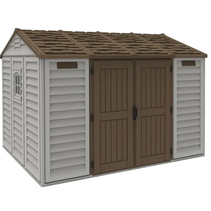 Duramax  10.5'X8' Apex with Foundation 30216 - Vinyl Shed - Backyard Provider