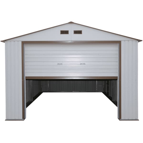 Duramax 12' x 20' Imperial Metal Garage Off White Brown 50931 - Backyard Provider