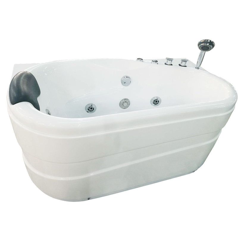 EAGO 57'' White Acrylic Corner Jetted Whirlpool Bathtub W/ Fixtures AM175-R