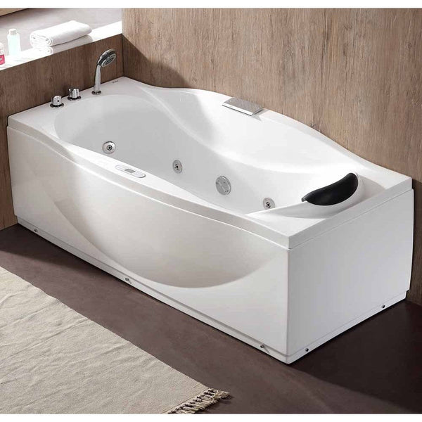 EAGO 6 ft Left Drain Acrylic White Whirlpool Bathtub w/ Fixtures AM189ETL-L