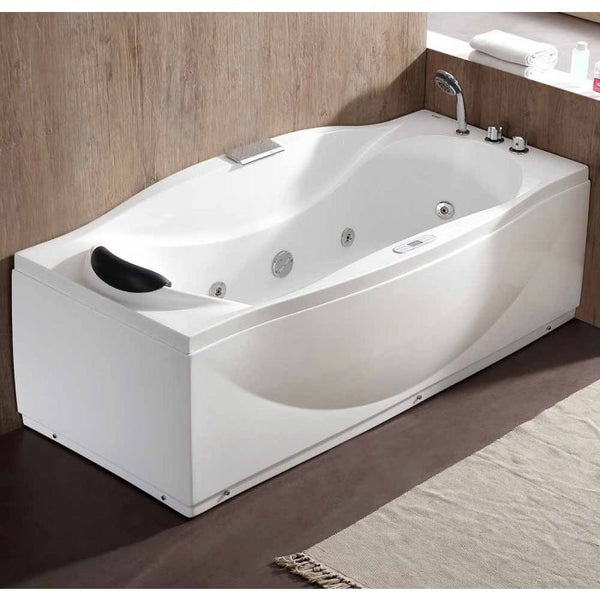 EAGO 6 ft Right Drain Acrylic White Whirlpool Bathtub w/ Fixtures AM189ETL-R