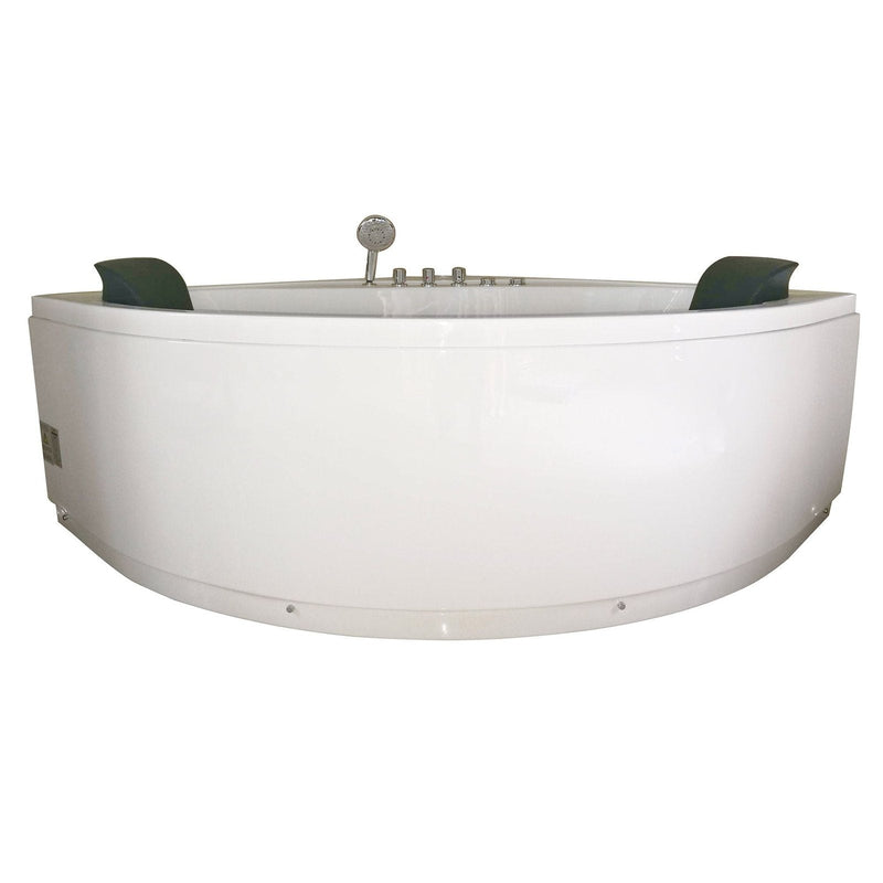 EAGO 5' Rounded Modern Double Seat Corner Whirlpool Bath Tub with Fixtures AM200