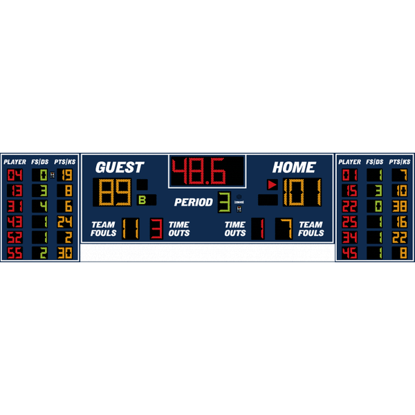 Electro-Mech Basketball/Volleyball Scoreboard With 6-Player Stat Panels - LX2576