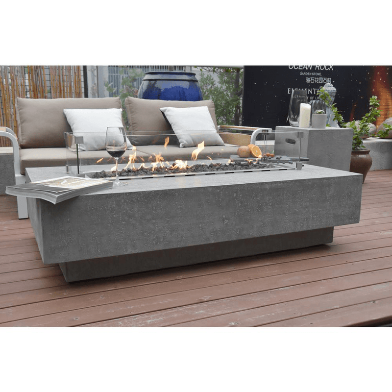 Elementi - Hampton Rectangle Concrete Fire Pit Table OFG139