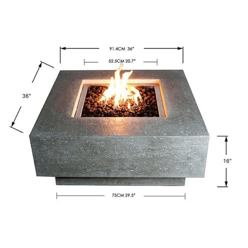 Elementi - Manhattan Square Concrete Fire Pit Table OFG103