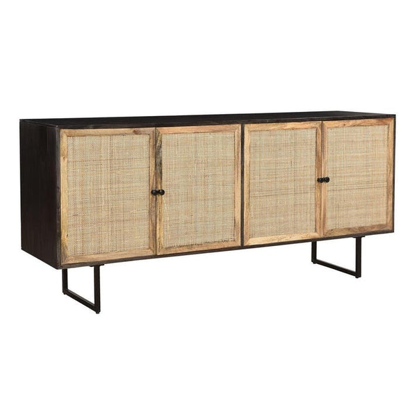 Coast2Coast Home Piper Four Door Credenza Sable Black / Cane - 73330