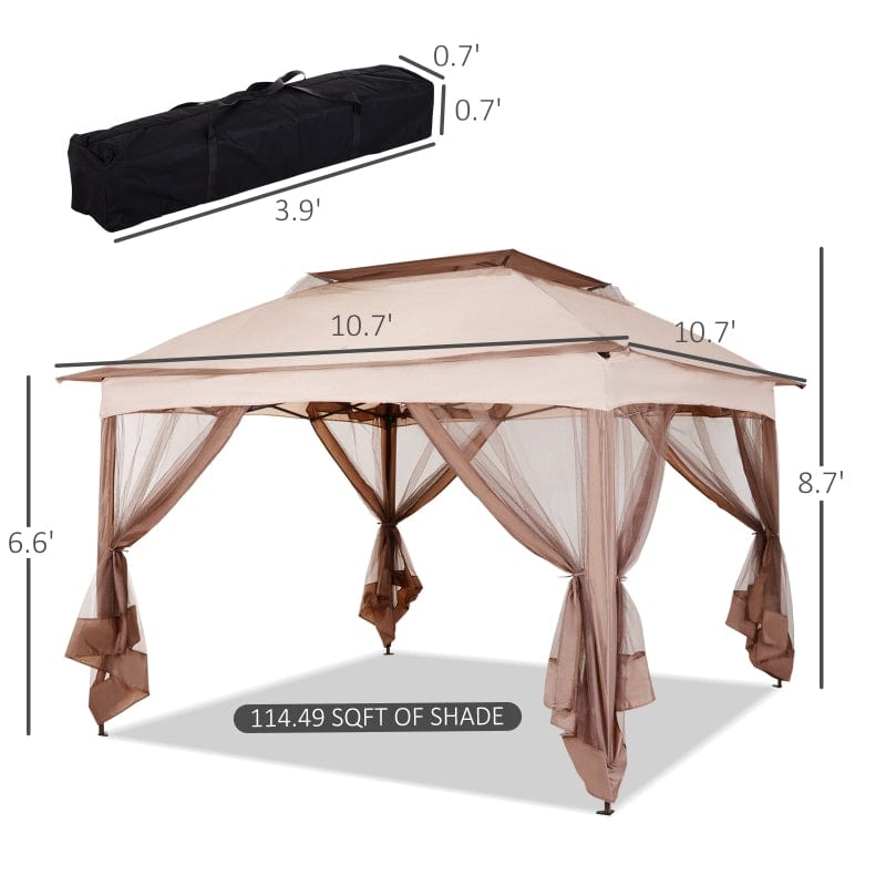 Outsunny 11' x 11' Pop Up Gazebo Outdoor Canopy Shelter with 2-Tier Soft Top - 840-166