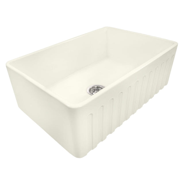 Fiamma 30 x 20 inch Fireclay Reversible Farmhouse Apron-Front Kitchen Sink Single Bowl – Biscuit - RVL2100BS