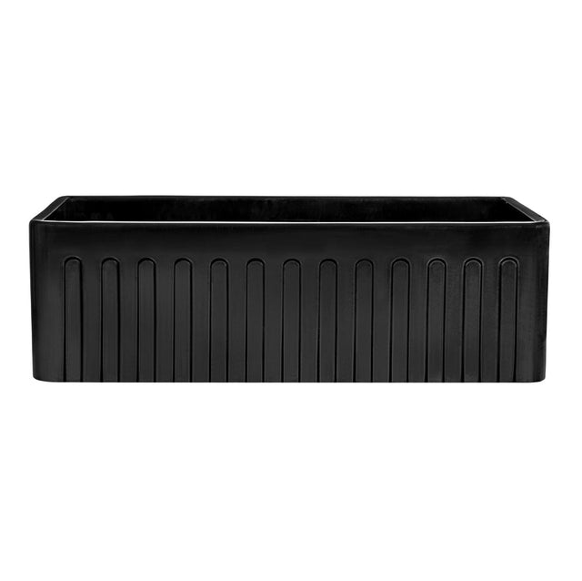 Fiamma 30 x 20 inch Fireclay Reversible Farmhouse Apron-Front Kitchen Sink Single Bowl in Glossy Black - RVL2100BK