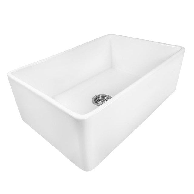 Fiamma Ruvati 33 x 20 inch Fireclay Reversible Farmhouse Apron-Front Kitchen Sink Single Bowl – White - RVL2300WH