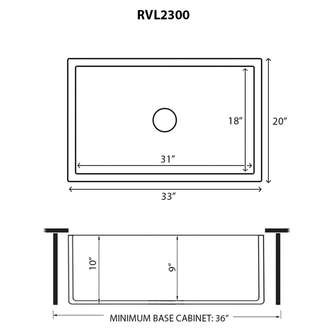 Fiamma Ruvati 33 x 20 inch Fireclay Reversible Farmhouse Apron-Front Kitchen Sink Single Bowl – White - RVL2300WH