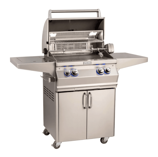 Fire Magic Aurora A430s 24-Inch Propane Gas Freestanding Grill w/ Flush Mounted Single Side Burner, Backburner, Rotisserie Kit and Analog Thermometer - A430S-8EAP-62 - Fire Magic Grills