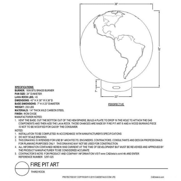 Fire Pit Art Third Rock Carbon Steel Gas Fire Pit