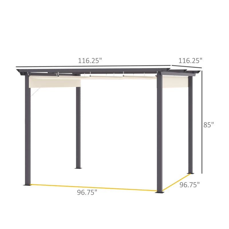 Outsunny 10' x 10' Retractable Pergola Canopy Patio Gazebo - 84C-287