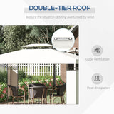 Outsunny 13' x 10' Patio Gazebo Outdoor Canopy Shelter w/ Double Vented Roof - 84C-290CW