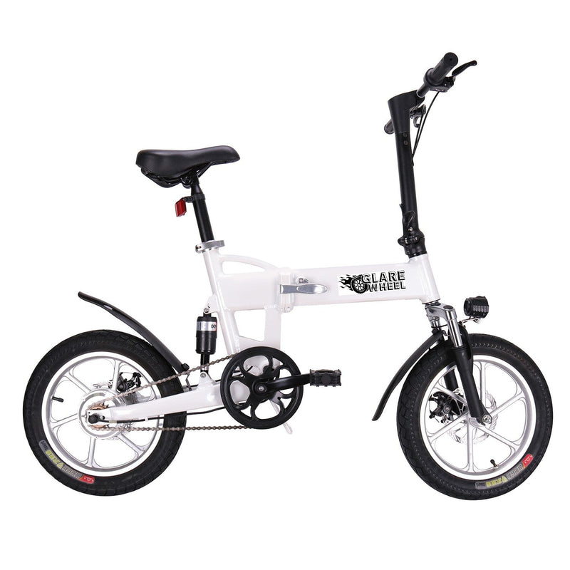 GlareWheel X3 White 36V 7.5Ah 16' Folding Electric City Bike