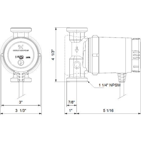 Grundfos UP10-16APMBU/LC, 115V Pump, w/ Auto Adapt & Line Cord, 1-1/4" Union - 98420224