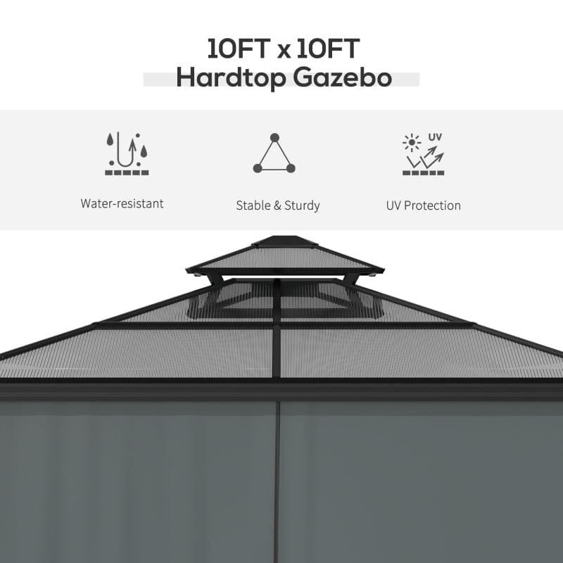 Outsunny 10x10 Hardtop Gazebo - 84C-215BK