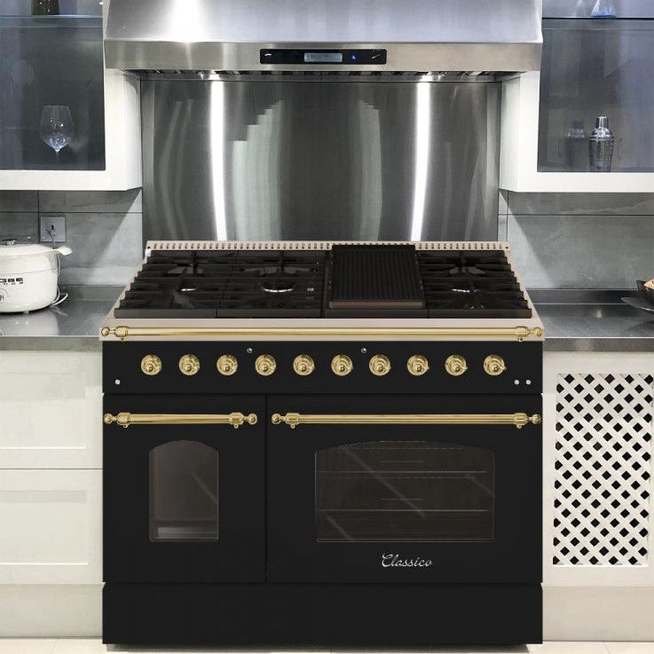 Hallman CLASSICO 48” 6.7 Cu.Ft. 8 Burner Freestanding Dual Fuel Range and Electric Oven - HCLRDF48