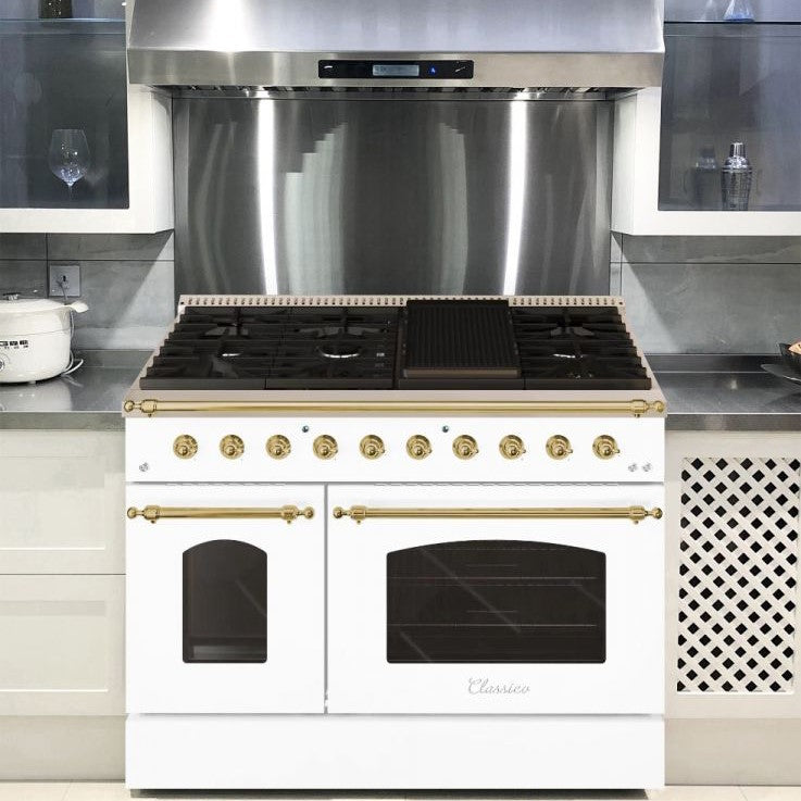 Hallman CLASSICO 48” 6.7 Cu.Ft. 8 Burner Freestanding Dual Fuel Range and Electric Oven - HCLRDF48