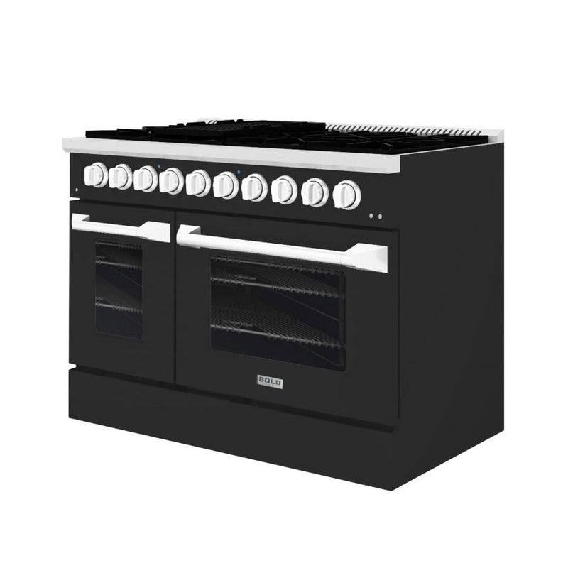 Hallman BOLD 48” 6.7 Cu.Ft. 8 Burner Freestanding Dual Fuel Range and Electric Oven - HBRDF48