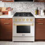 Hallman BOLD 30" 4.2 Cu.Ft. 4 Burner Freestanding Dual Fuel Range and Electric Oven - HBRDF30