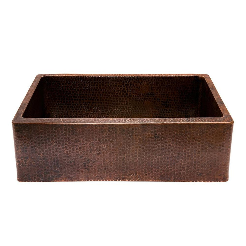 Rustic Premier Copper Hammered Copper Apron Front Single Basin Kitchen Sink - KASDB