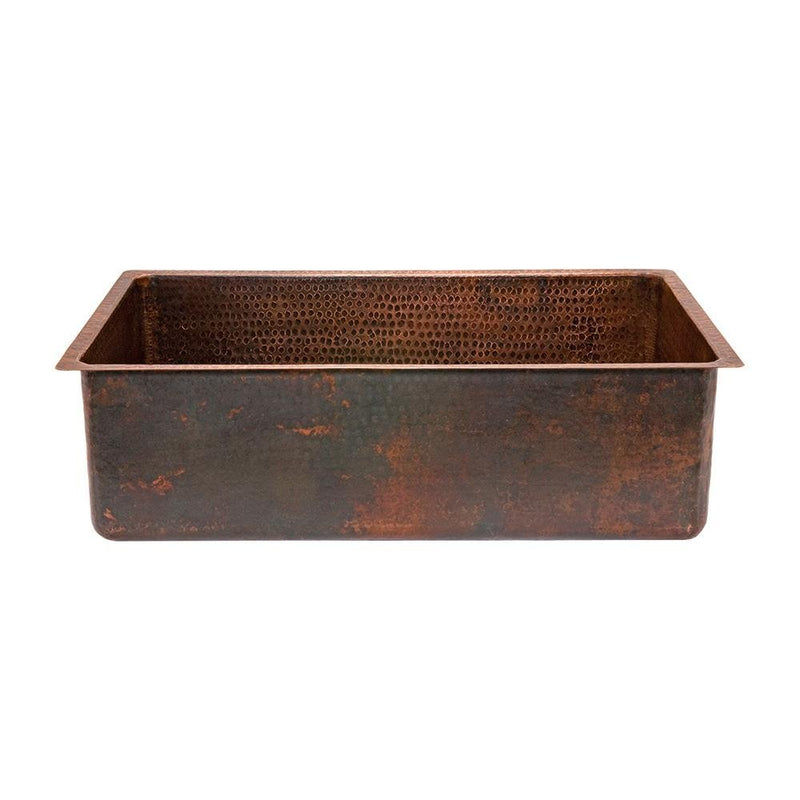 Rustic Premier Copper Hammered Copper Single Basin Kitchen Sink - KDSB