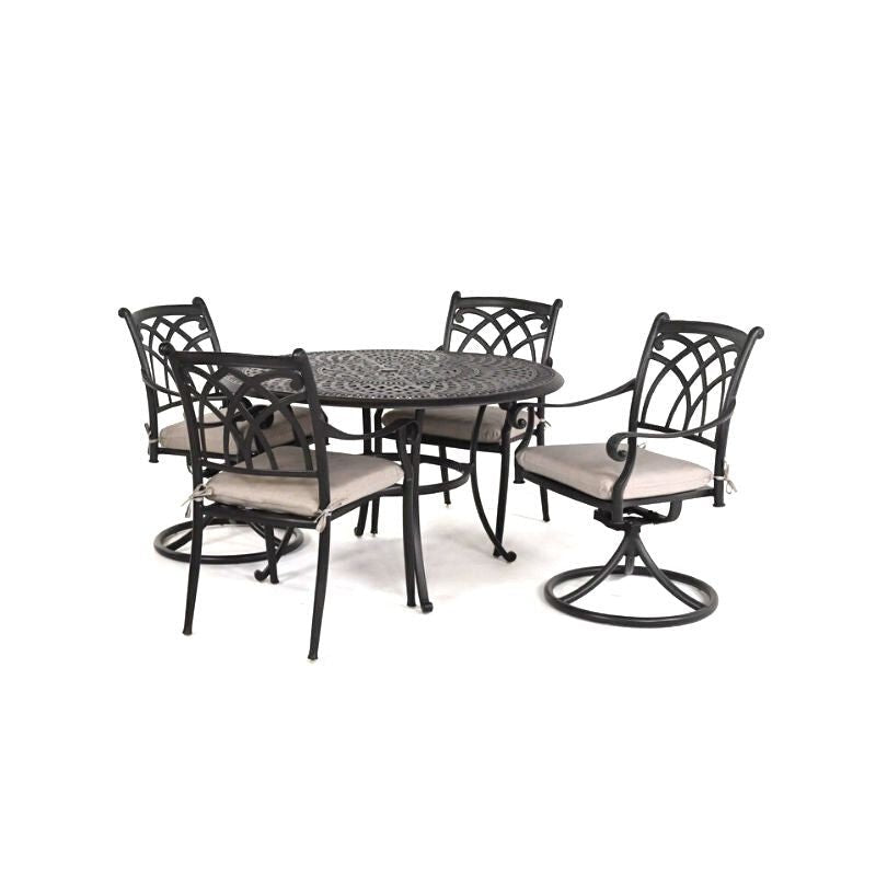 Hanamint Bella 48" Round Dining Set with Swivels 5 Piece Set - 523341-133