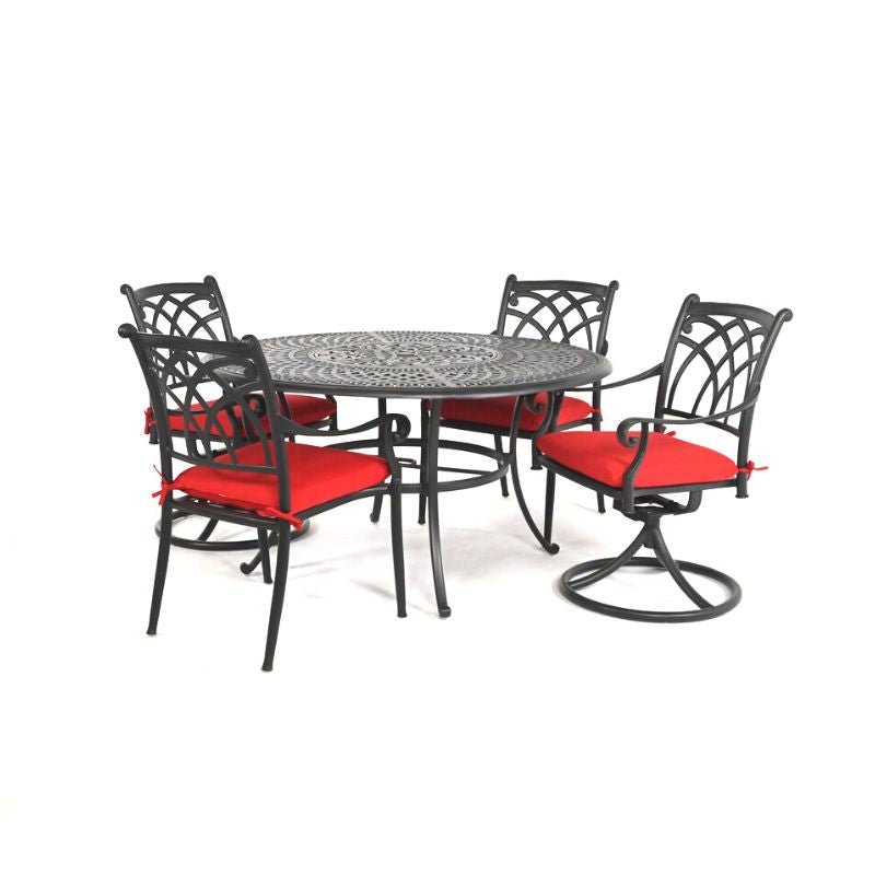 Hanamint Bella 48" Round Dining Set with Swivels 5 Piece Set - 523341-133