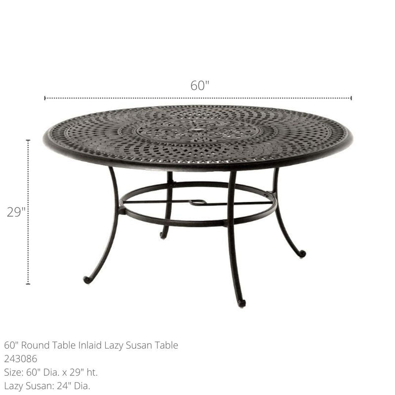 Hanamint Bella 60" Round Inlaid Lazy Susan Table - 243086-133