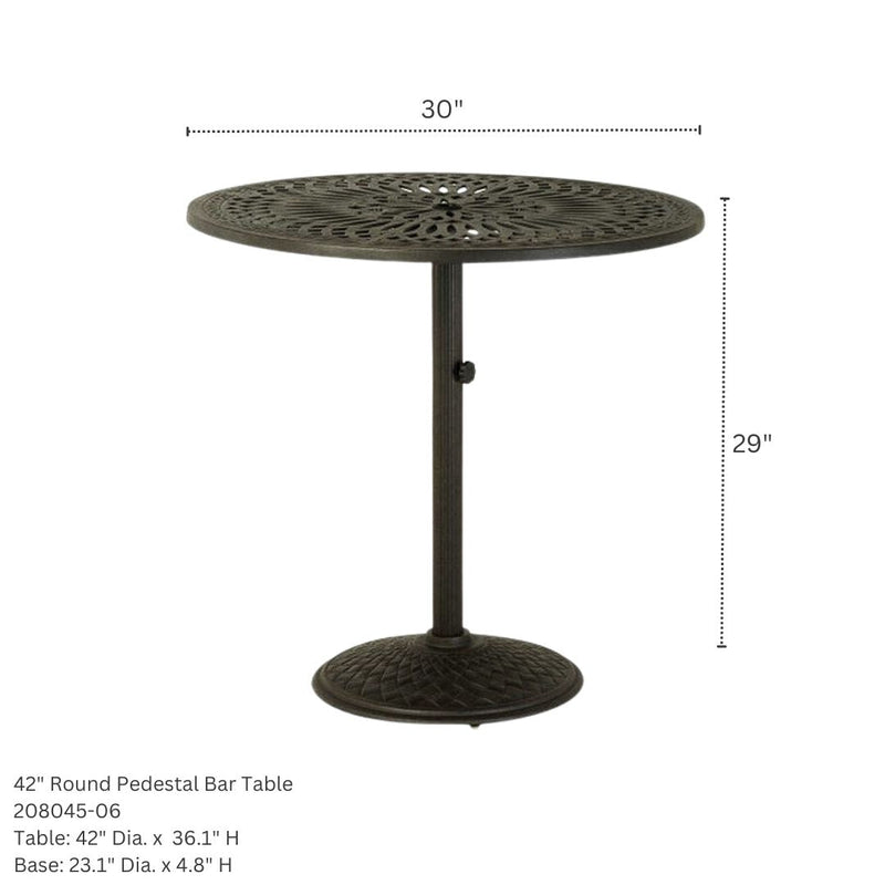 Hanamint Mayfair 42" Round Pedestal Bar Table - 208045-06