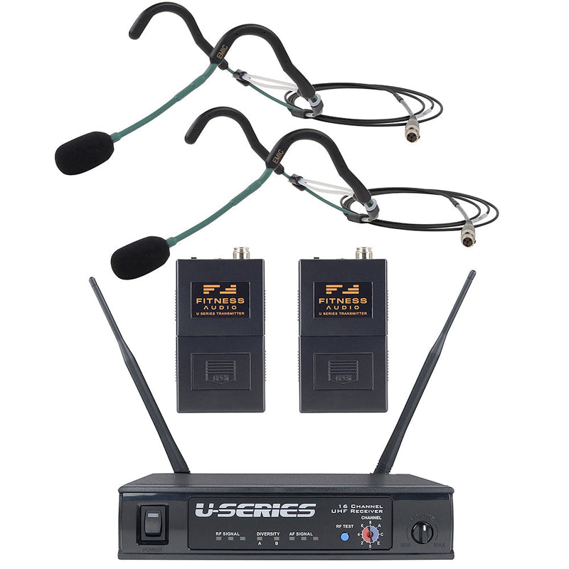 Fitness Audio U-Series Heavy-Use System Bundle with Two Emic Headset Microphones