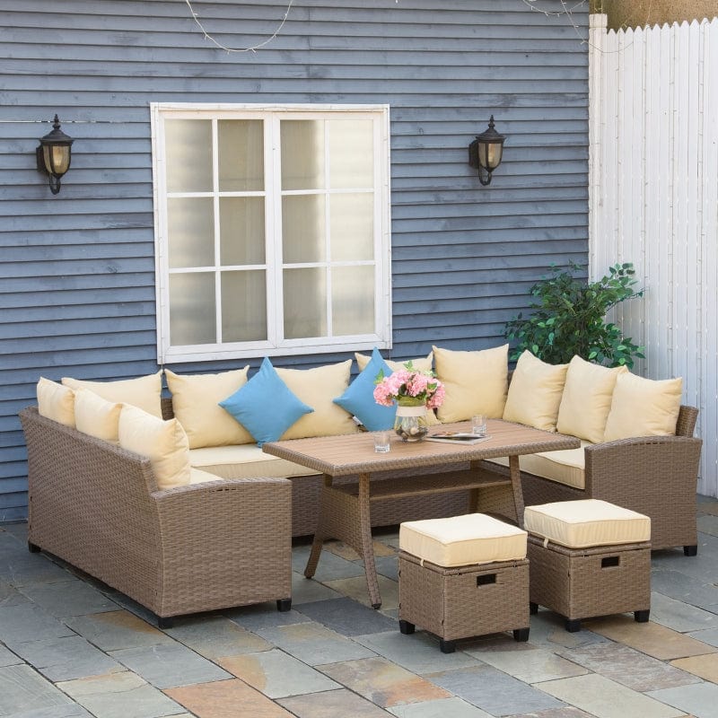 Outsunny 6 Piece Patio Wicker Conservatory Sofa Set -860-193BN