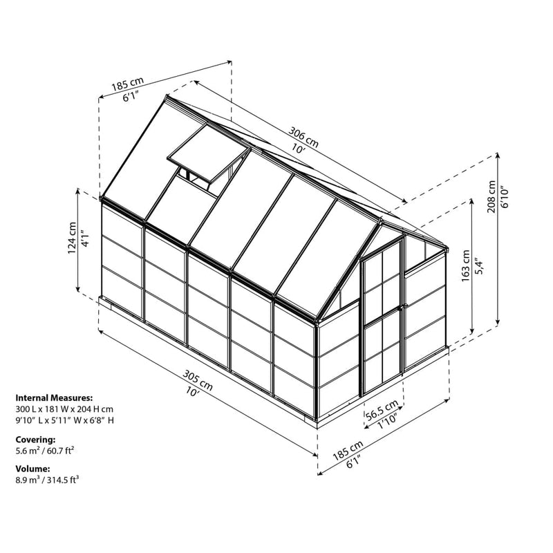 Palram - Hybrid 6' x 10' Greenhouse - Green - HG5510G