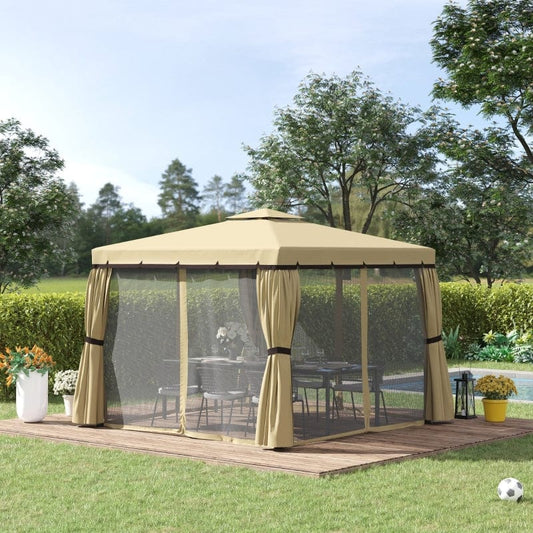 Outsunny 10' x 10' Patio Gazebo Outdoor Canopy Shelter - 84C-269BG