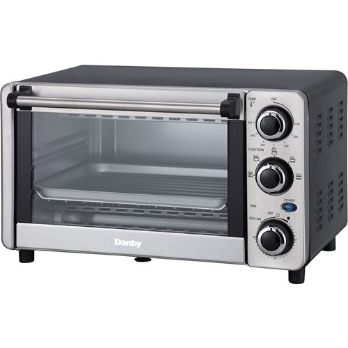 Danby - 0.4 Cu. Ft. 4 Slice Toaster Oven, Holds 9" PizzaToaster Ovens - DBTO0412BBSS