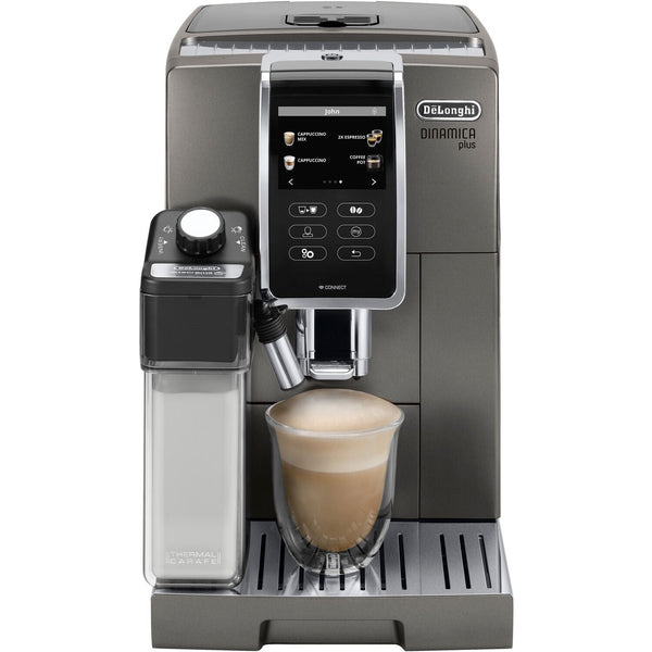 De'Longhi Dinamica Plus, Smart Coffee and Espresso Super Automatic Machine with Coffee Link Connectivity App and Automatic Milk Frother in Titanium ECAM37095TI