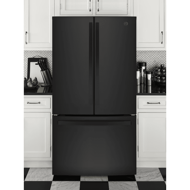 GE 27-Cu Ft French Door Refrigerator with Ice Maker and Water Dispenser Black Energy Star - GNE27JGMBB