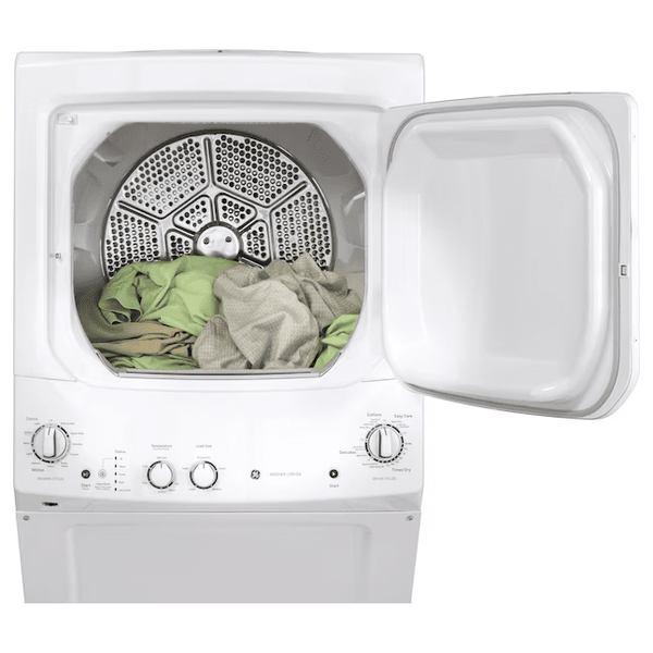 GE Electric Stacked Laundry Center with 3.8-cu ft Washer and 5.9-cu ft Dryer - GUD27ESSMWW