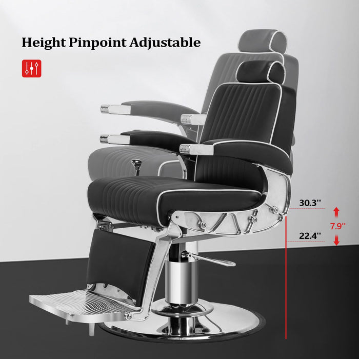 OmySalon BC1411 Sleek Heavy Duty Hydraulic Reclining Barber Chair - A1647G59000612+A1647G59000613