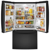 GE 27-Cu Ft French Door Refrigerator with Ice Maker and Water Dispenser Black Energy Star - GNE27JGMBB