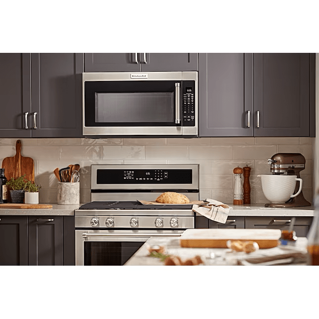 KitchenAid 2-cu ft 1000-Watt Over-the-Range Microwave with Sensor Cooking -KMHS120KPS