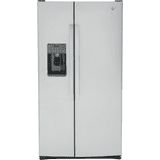 GE 25.3-cu ft Side-by-Side Refrigerator with Ice Maker, Water and Ice Dispenser Stainless Steel - GSS25GYPFS