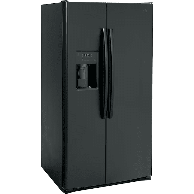 GE 25.3-cu ft Side-by-Side Refrigerator with Ice Maker, Water and Ice Dispenser Black - GSS25GGPBB